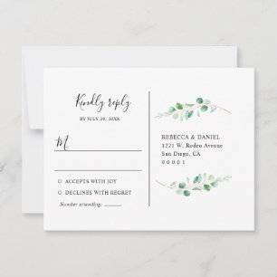 Geometrische Eucalyptus Greenery Rsvp Briefkaart