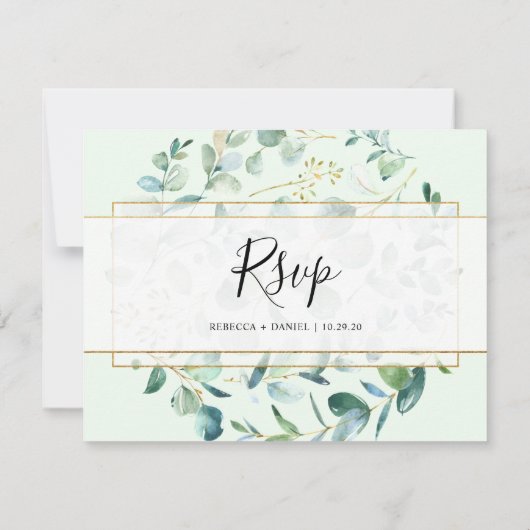 Geometrische Eucalyptus Greenery Rsvp Briefkaart (Achterkant)