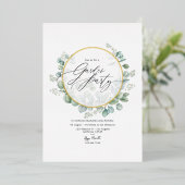 Geometrische Eucalyptus Herbarium Tuinpartij Folie Uitnodiging (Staand Voorkant)