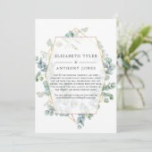 Geometrische Eucalyptus Ingekorte Trouwgastenlijst Aankondiging (Staand voorkant)