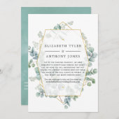 Geometrische Eucalyptus Ingekorte Trouwgastenlijst Aankondiging (Voorkant / Achterkant)