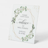 Geometrische Eucalyptus laat advies en welkomstwen Reclamebord Met Voetstuk (Voorkant)