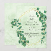 Geometrische Eucalyptus Leaves Bachelorette Party Kaart (Voorkant / Achterkant)