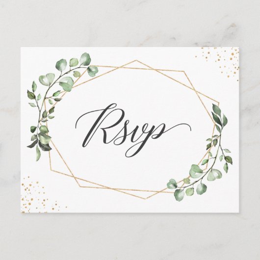 Geometrische Eucalyptus Leaves Weddenschap RSVP Re Briefkaart (Voorkant)