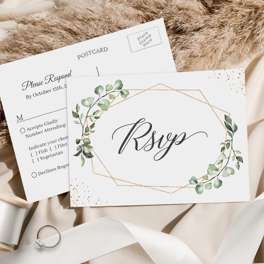 Geometrische Eucalyptus Leaves Weddenschap RSVP Re Briefkaart