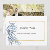 Geometrische Eucalyptus Leaves Wedding Bedankkaart (Voorkant / Achterkant)