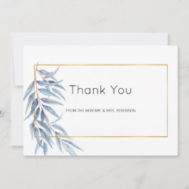 Geometrische Eucalyptus Leaves Wedding Bedankkaart