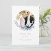 Geometrische eucalyptus trouwfoto bedankkaart (Staand voorkant)