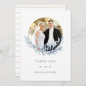 Geometrische eucalyptus trouwfoto bedankkaart (Voorkant / Achterkant)