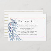 Geometrische eucalyptus verlaat bruiloft receptie informatiekaartje (Voorkant / Achterkant)