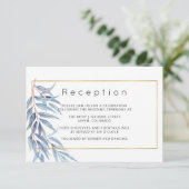 Geometrische eucalyptus verlaat bruiloft receptie informatiekaartje (Staand voorkant)