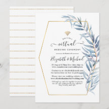 Geometrische Eucalyptus verlaat virtuele bruiloft