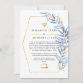 Geometrische Eucalyptus Virtual Wedding Guest List Aankondiging (Voorkant)
