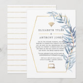 Geometrische Eucalyptus Virtual Wedding Guest List Aankondiging (Voorkant / Achterkant)