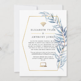 Geometrische Eucalyptus Virtual Wedding Guest List Aankondiging