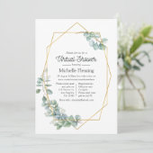Geometrische Eucalyptus Virtuele Baby Shower Kaart (Staand voorkant)