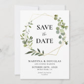 Geometrische Eucalyptus Weddenschap Sla de datumka Kaart (Voorkant)