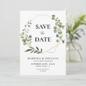 Geometrische Eucalyptus Weddenschap Sla de datumka Kaart (Staand voorkant)