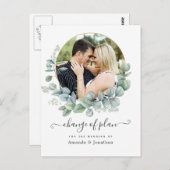 Geometrische Eucalyptus Wedding Verandering van Pl Briefkaart (Voorkant / Achterkant)