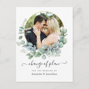 Geometrische Eucalyptus Wedding Verandering van Pl Briefkaart