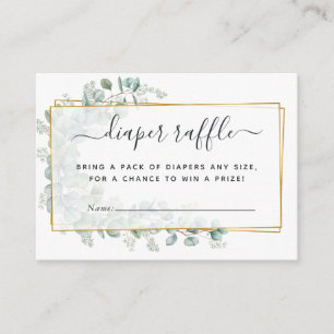 Geometrische EucalyptusBaby shower Luieraffel Informatiekaartje