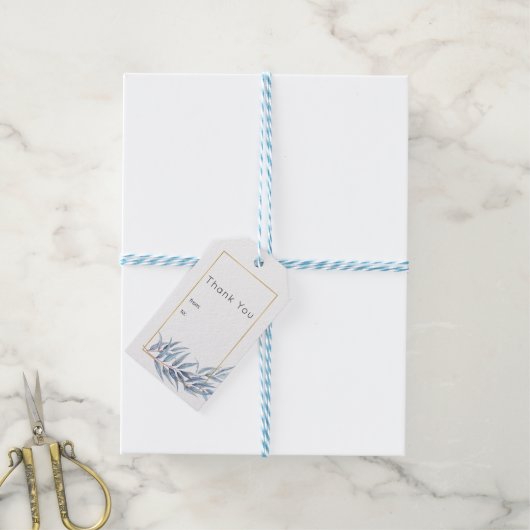 Geometrische Eucalyptusbladeren Cadeaulabel (Met Touw)