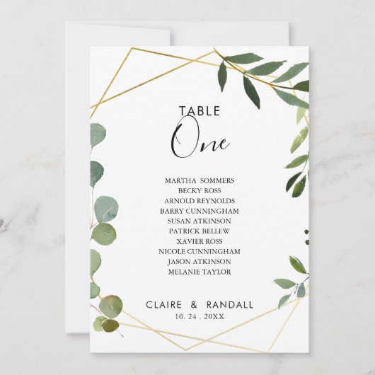 Geometrische Eucalyptustabel Aantal 1 Zitplaats Kaart (Voorkant)