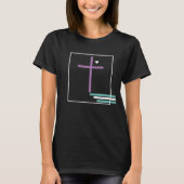 Geometrische Faith Cross Christelijk Paars Blauwgr T-shirt (Voorkant)