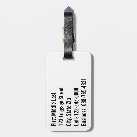 Geometrische Faux-chroom met zwarte en witte strep Bagagelabel (Achterkant verticaal)