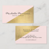 Geometrische Faux Gouden Folie en Roze Kleurenblok Visitekaartje (Voorkant / Achterkant)