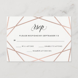 Geometrische Faux Roos Gold en Black Wedding RSVP