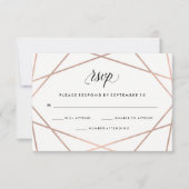 Geometrische Faux Roos Gold en Black Wedding RSVP (Voorkant)
