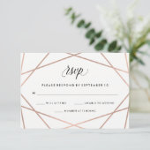 Geometrische Faux Roos Gold en Black Wedding RSVP (Staand voorkant)
