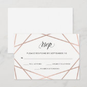 Geometrische Faux Roos Gold en Black Wedding RSVP (Voorkant / Achterkant)