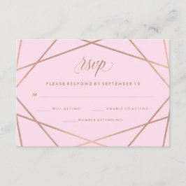 Geometrische Faux Roos Goud en Roze Huwelijk RSVP