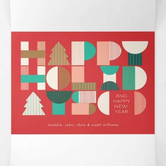 Geometrische feestvreugde drieluik wenskaart (Binnenkant midden)