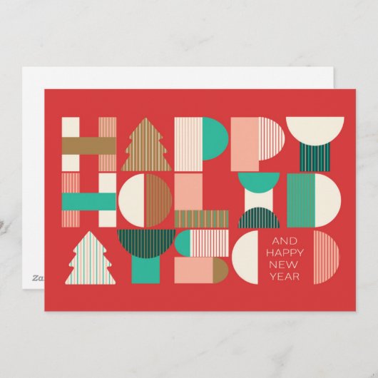 Geometrische feestvreugde feestdagenkaart (Voorkant / Achterkant)