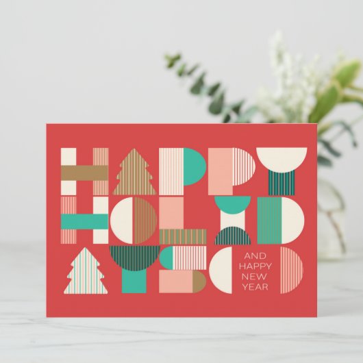 Geometrische feestvreugde feestdagenkaart (Staand voorkant)