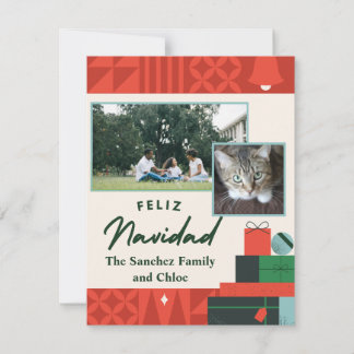 Geometrische "Feliz Navidad"-kaart met 2 foto's Feestdagenkaart