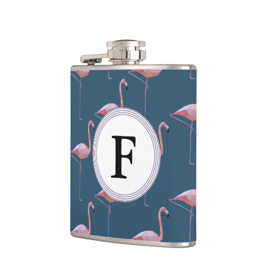 Geometrische Flamingo Print  Initiaal Heupfles (Links)