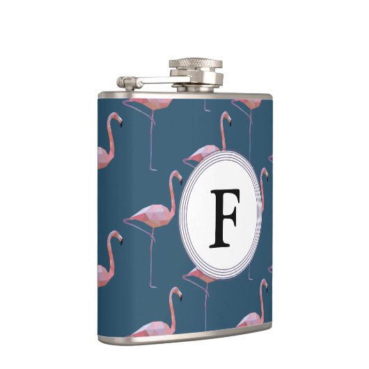 Geometrische Flamingo Print  Initiaal Heupfles (Rechts)