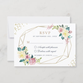 Geometrische Floral Blush Yellow Greenery Gold RSV Kaart