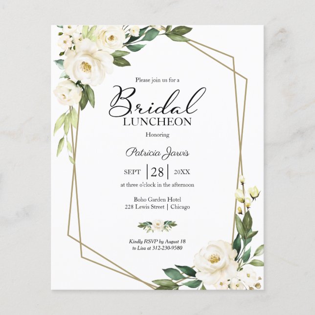 Geometrische Floral Budget Bridal Luncheon (Voorkant)