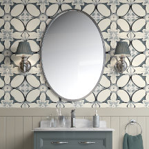 Geometrische Floral Elegance - Grijs, Cream - Mode