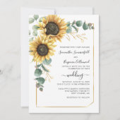 Geometrische Floral Greenery Sunflower Wedding Kaart (Voorkant)