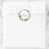 Geometrische Floral Greenery Wedding Dank je Ronde Sticker (Tas)