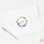 Geometrische Floral Greenery Wedding Dank je Ronde Sticker (Envelop)