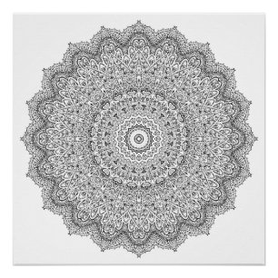 Geometrische Floral Mandala Adult Coloring Poster