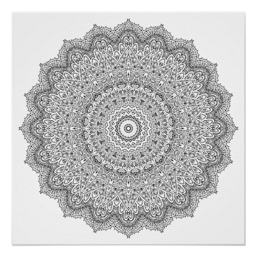 Geometrische Floral Mandala Adult Coloring Poster (Voorkant)