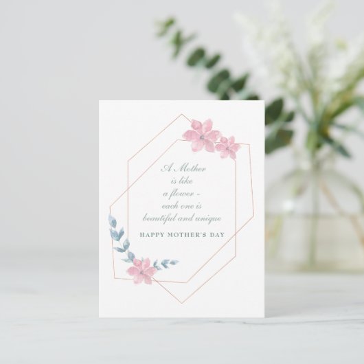 Geometrische Floral Moederdag Holiday Post Kaart (Staand voorkant)